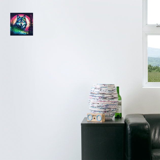 Timber Wolf in Watercolor and Charcoal Color by BirdsnStuff